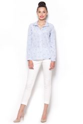 Niebieska Koszula Damska w Kolibry. Niebieskie koszule Figl, xl, bez wzorów, z materiału, bez kołnierzyka, bez ramiączek. Za 189.00 zł.