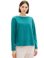 Tom Tailor Bluza w kolorze morskim rozmiar: XS. Niebieskie bluzy Tom Tailor, xs, bez wzorów, bez ramiączek, bez kaptura. Za 70.41 zł.