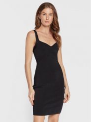 Guess Sukienka dzianinowa Mirage Anise W2YK0C Z2XY0 Czarny Slim Fit. Czarne sukienki Guess, xs, z aplikacjami, z dzianiny, bez kołnierzyka, bez ramiączek. Za 369.99 zł.