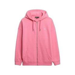 Damska bluza z kapturem zapinana na zamek Superdry Studios. Czerwone bluzy Superdry, bez wzorów, bez ramiączek, z kapturem. Za 353.95 zł.