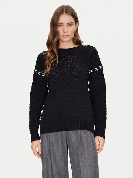 Guess Sweter W5RR13 Z3KY0 Czarny Regular Fit. Czarne swetry Guess, s, z aplikacjami, z syntetyku, bez ramiączek. Za 299.99 zł.
