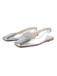 Loft37 Skórzane baleriny w kolorze srebrnym rozmiar: 38. Szare baleriny loft37, bez wzorów, bez obcasa, bez zapięcia. Za 347.99 zł.