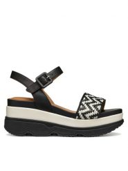 Geox Sandały D Gardenia D55HBA 0TC43 C9B1S Czarny. Czarne sandały Geox, bez wzorów, ze skóry, bez obcasa, na koturnie, bez zapięcia. Za 429.99 zł.