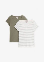 T-shirt z czystej bawełny organicznej (2 szt.). Białe t-shirty bonprix, uniwersalny, bez wzorów, z bawełny, bez kołnierzyka, bez ramiączek. Za 49.98 zł.