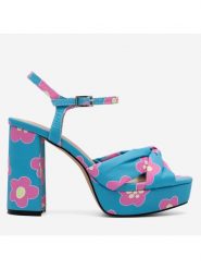 JENNY Sandały DAISY LS5962-01 Niebieski. Niebieskie sandały Jenny, bez wzorów, z materiału, bez obcasa, na słupku, bez zapięcia. Za 169.99 zł.