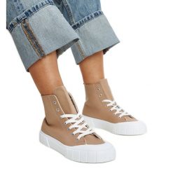 Brązowe wysokie trampki Vinka. Brązowe trampki bez wzorów, z gumy, eleganckie, bez zapięcia. Za 81.83 zł.