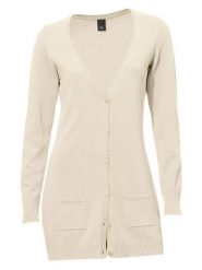 Heine Kardigan w kolorze beżowym rozmiar: 44. Brązowe swetry Heine, bez wzorów, z bawełny, bez ramiączek. Za 56.99 zł.