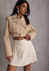 Białe Tenisowe Spódnico-Spodenki z Elastycznego Materiału Natennia. Białe szorty sportowe Renee, bez wzorów, tenisowe. Za 49.99 zł.