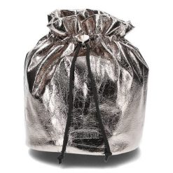 Torba damska Big Star, typu worek wykonana z połyskującej metalicznej ekoskóry zamykana na troczek, nikiel, JJ574019. Szare torebki klasyczne Big Star Accessories, bez wzorów, retro, bez dodatków. Za 139.00 zł.