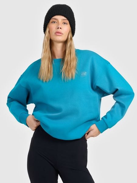 4F Bluza dresowa nierozpinana bez kaptura damska - turkusowa L. Niebieskie bluzy 4f, l, bez wzorów, z dresówki, bez ramiączek, bez kaptura. Za 149.99 zł.