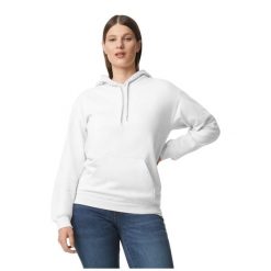 Bluza Z Kapturem Dla Dorosłych Unisex Softstyle Plain Fleece Midweight. Białe bluzy z kapturem GILDAN, m, bez wzorów, z bawełny, z kapturem. Za 156.99 zł.