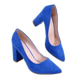 PA1 Czółenka na słupku Ivonne Blue niebieskie. Niebieskie czółenka PA1, bez wzorów, eleganckie, bez obcasa, na słupku, bez zapięcia. Za 140.76 zł.