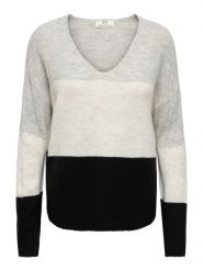 JDY Sweter "Elanora" w kolorze czarno-kremowo-szarym rozmiar: L. Brązowe swetry JDY, l, bez wzorów, bez ramiączek. Za 109.95 zł.