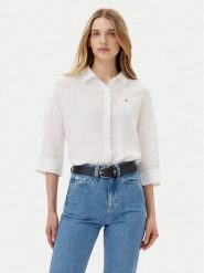 Tommy Hilfiger Koszula WW0WW46169 Biały Loose Fit. Białe koszule Tommy Hilfiger, bez wzorów, ze lnu, bez kołnierzyka, bez ramiączek. Za 369.99 zł.