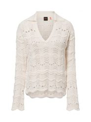 BOSS Orange sweter z dzianiny - Fyder Kobiety biały|beżowy, M. Białe swetry BOSS Orange, m, bez wzorów, z bawełny, bez ramiączek. Za 599.95 zł.