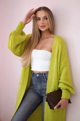 Sweter długi kardigan pistacjowy. Zielone swetry KESI, l, bez wzorów, z włókna, plus size, bez ramiączek. Za 175.65 zł.