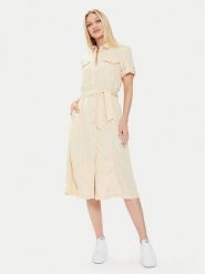 Pepe Jeans Sukienka koszulowa Evelinda PL953482 Beżowy Regular Fit. Brązowe sukienki Pepe Jeans, s, bez wzorów, z jeansu, bez kołnierzyka, bez ramiączek, koszulowe. Za 329.99 zł.