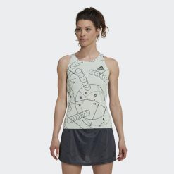 Damski klub tenisowy graficzny tank top adidas. Zielone topy sportowe adidas, m, bez wzorów, tenisowe. W wyprzedaży za 174.95 zł.