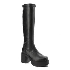 Czarne Stylowe Kozaki Damskie Artiker. Czarne kozaki Artiker, na jesień, bez wzorów, ze skóry, eleganckie, bez obcasa, na obcasie, bez zapięcia. Za 319.00 zł.