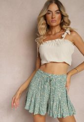 Jasnozielone Luźne Szorty z Wiskozy High Waist z Gumką w Talii Yoladia. Zielone szorty Renee, bez wzorów, z materiału. W wyprzedaży za 31.99 zł.