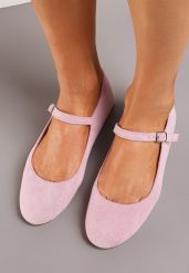 Fioletowe Balerinki z Ekozamszu Zapinane na Sprzączkę Ollna. Fioletowe baleriny Born2be, bez wzorów, eleganckie, bez obcasa, bez zapięcia. W wyprzedaży za 52.49 zł.