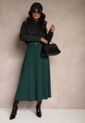 Ciemnozielona Spódnica o Rozkloszowanym Kroju Melobia. Zielone spódnice Renee, na co dzień, z aplikacjami, eleganckie, maxi, proste. W wyprzedaży za 55.99 zł.