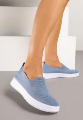 Niebieskie Tenisówki z Elastyczną Cholewką Eranila. Niebieskie trampki Born2be, bez wzorów, z jeansu, bez zapięcia. Za 79.99 zł.