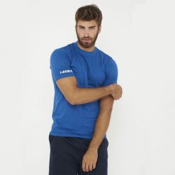 T-Shirt z Bawełny ARIA Niebieskie. Niebieskie t-shirty LEGEA, bez wzorów, z bawełny, sportowe, bez kołnierzyka, bez ramiączek. Za 52.00 zł.