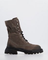 SZARE WORKERY 0205503 MINK. Szare botki Venezia, bez wzorów, ze skóry, bez obcasa, bez zapięcia. Za 289.00 zł.