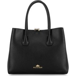 Torebka kuferek ze skóry trapezowa mała. Czarne torebki klasyczne Wittchen, bez wzorów, ze skóry, eleganckie, małe, bez dodatków. W wyprzedaży za 759.90 zł.