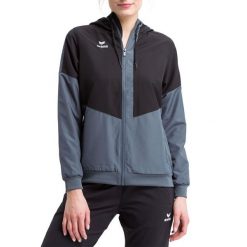 Damska kurtka z kapturem Erima Tracktop Squad. Czarne kurtki Erima, xs, bez wzorów, sportowe, z kapturem. Za 214.75 zł.