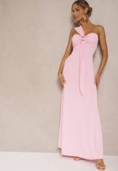 Różowa Asymetryczna Sukienka Koktajlowa Ozdobiona Metaliczną Aplikacją Divianis. Czerwone sukienki Renee, m, z aplikacjami, eleganckie, z asymetrycznym kołnierzem, bez ramiączek, maxi, asymetryczne. Za 139.99 zł.