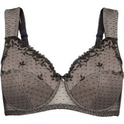 Biustonosz "minimizer" bonprix czarno-brunatny. Czarne biustonosze bonprix, bez wzorów. Za 24.99 zł.