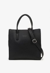 Czarna Klasyczna Torebka Typu Shopper z Paskiem Crossbody Nalireine. Czarne shopper bag Renee, bez wzorów, z jeansu, biznesowe, bez dodatków. Za 169.99 zł.