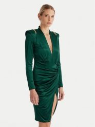 Babylon Sukienka koktajlowa MF204C Zielony Slim Fit. Zielone sukienki Babylon, bez wzorów, z syntetyku, wizytowe, bez kołnierzyka, bez ramiączek. Za 1,559.00 zł.