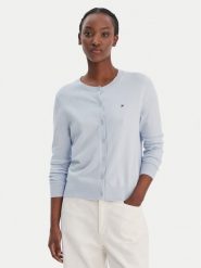 Tommy Hilfiger Kardigan WW0WW42370 Błękitny Regular Fit. Niebieskie swetry Tommy Hilfiger, xs, bez wzorów, z bawełny, bez ramiączek. Za 489.99 zł.