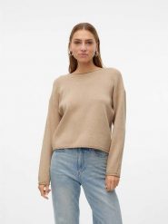 Vero Moda Sweter "Gold" w kolorze beżowym rozmiar: S. Brązowe swetry Vero Moda, s, bez wzorów, ze splotem, bez ramiączek. Za 79.21 zł.