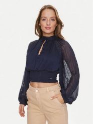 Guess Bluzka Bianca W4RH69 WDW52 Granatowy Regular Fit. Niebieskie bluzki Guess, l, z aplikacjami, z syntetyku, bez kołnierzyka, bez ramiączek. Za 309.99 zł.