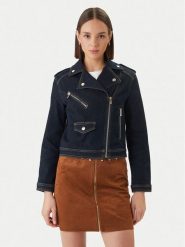 Morgan Kurtka jeansowa 261-VSOUBIA Granatowy Oversize. Niebieskie kurtki Morgan, bez wzorów, z bawełny, bez kaptura. Za 369.99 zł.