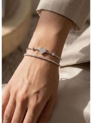 Atelier MIU Bransoletka z cyrkoniami rozmiar: onesize. Szare bransoletki atelier MIU, z cyrkonią, z mosiądzu. Za 73.95 zł.