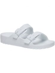 Klapki damskie Scholl Bahia EVA. Białe klapki Scholl, bez wzorów, z materiału, bez obcasa, bez zapięcia. Za 169.99 zł.
