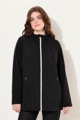 Damskie Kurtka softshell HYPRAR wodoodporna dwukierunkowy zamek odpinany kaptur. Czarne kurtki przejściowe sportowe Ulla Popken, plus size, bez wzorów, z elastanu, z kapturem, trekkingowe. Za 599.99 zł.