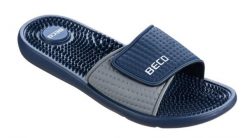 Klapki Beco unisex z masażową wkładką - ciemny granat. Niebieskie klapki 47 Brand, bez wzorów, z materiału, bez obcasa, bez zapięcia. Za 208.99 zł.