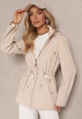 Jasnobeżowa Kurtka Parka o Dwustronnym Kroju z Kapturem i Ściągaczem Tillionne. Brązowe kurtki Renee, l, bez wzorów, z jeansu, eleganckie, z kapturem. W wyprzedaży za 127.99 zł.