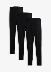 Legginsy ciążowe z bawełny organicznej (3 pary). Czarne legginsy bonprix, bez wzorów, z bawełny. Za 147.99 zł.