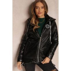 Czarna Kurtka z Kapturem Pavlape. Czarne kurtki Renee, na wiosnę, l, z aplikacjami, z tkaniny, z kapturem. W wyprzedaży za 153.99 zł.