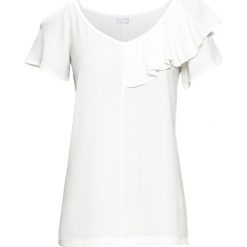 Top z dżerseju z falbaną bonprix biel wełny. Topy marki 4f. Za 49.99 zł.