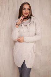 Sweter z kopertowym dołem ciemny beżowy. Brązowe swetry KESI, l, bez wzorów, z wełny, plus size, bez ramiączek. Za 138.59 zł.