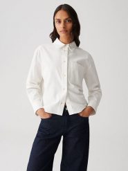 OPUS Koszula w kolorze białym rozmiar: 42. Białe koszule Opus, bez wzorów, z bawełny, bez kołnierzyka, bez ramiączek. Za 130.99 zł.