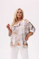 Kimonowa bluzka Poranna Rosa PLUS SIZE XXL. Białe bluzki Moda Size Plus Iwanek, l, bez wzorów, z elastanu, eleganckie, bez kołnierzyka, plus size, bez ramiączek. Za 199.90 zł.